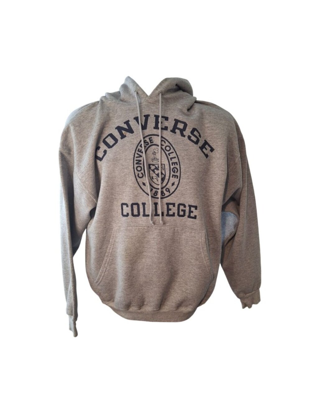 Vintage Champion Hoodie L Converse College Gray Pullover Sweatshirt Logo Y2K